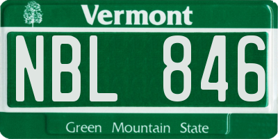 VT license plate NBL846
