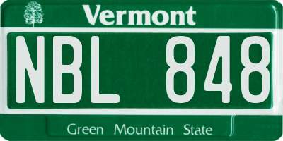VT license plate NBL848
