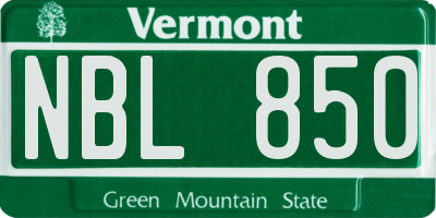 VT license plate NBL850