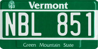 VT license plate NBL851