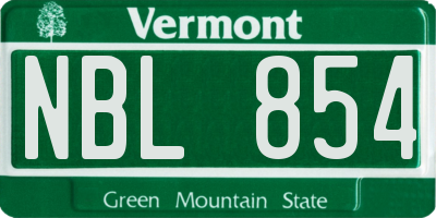 VT license plate NBL854