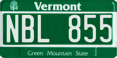 VT license plate NBL855