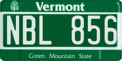 VT license plate NBL856