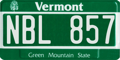 VT license plate NBL857