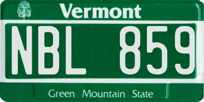 VT license plate NBL859