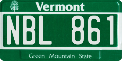VT license plate NBL861