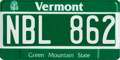 VT license plate NBL862