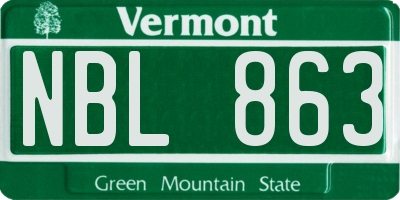VT license plate NBL863