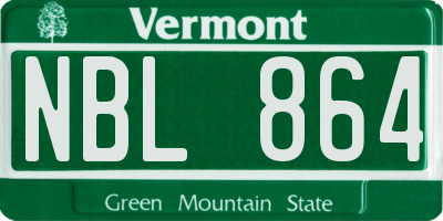 VT license plate NBL864