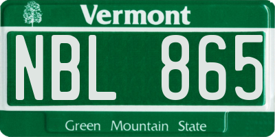 VT license plate NBL865