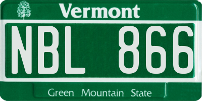 VT license plate NBL866