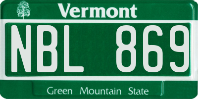 VT license plate NBL869