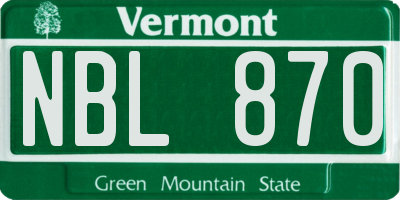 VT license plate NBL870