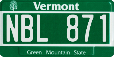 VT license plate NBL871