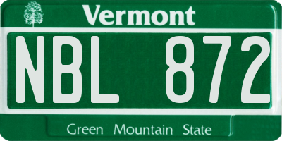 VT license plate NBL872