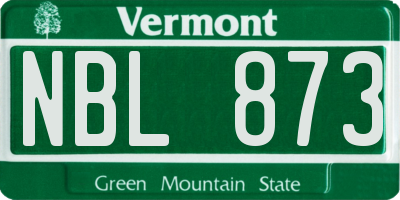 VT license plate NBL873
