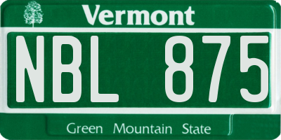 VT license plate NBL875