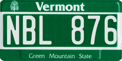 VT license plate NBL876