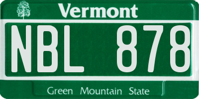 VT license plate NBL878