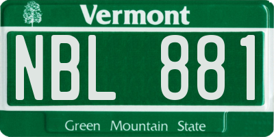 VT license plate NBL881