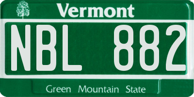VT license plate NBL882