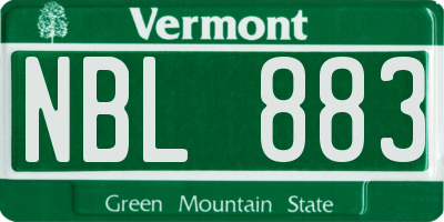 VT license plate NBL883