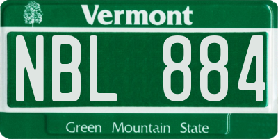 VT license plate NBL884