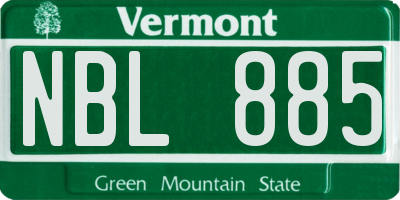 VT license plate NBL885
