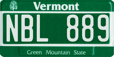 VT license plate NBL889