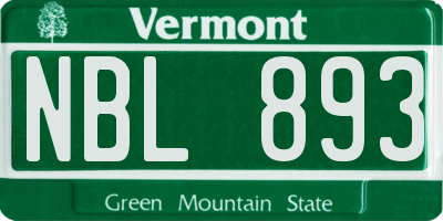 VT license plate NBL893