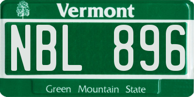 VT license plate NBL896