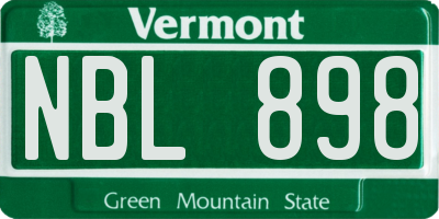 VT license plate NBL898