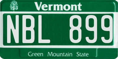 VT license plate NBL899