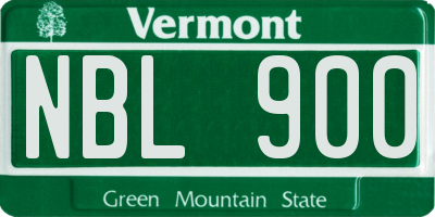 VT license plate NBL900