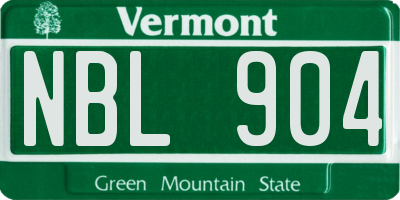VT license plate NBL904