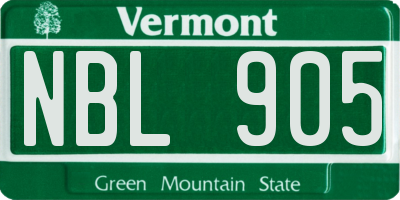 VT license plate NBL905