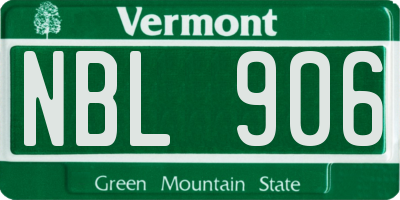 VT license plate NBL906