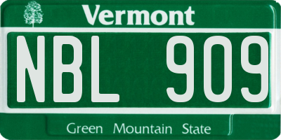 VT license plate NBL909