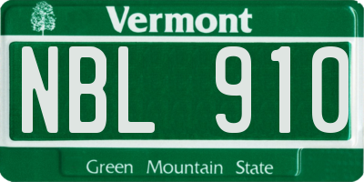VT license plate NBL910