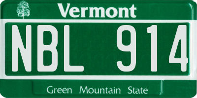 VT license plate NBL914