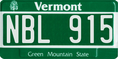 VT license plate NBL915