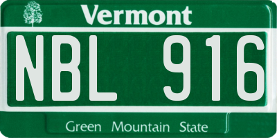 VT license plate NBL916