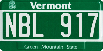 VT license plate NBL917