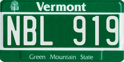 VT license plate NBL919