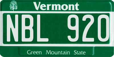 VT license plate NBL920