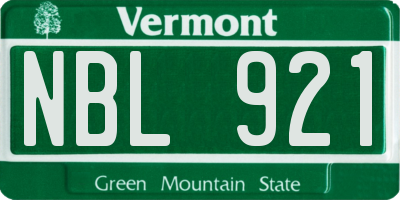 VT license plate NBL921