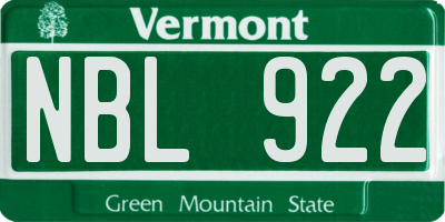 VT license plate NBL922