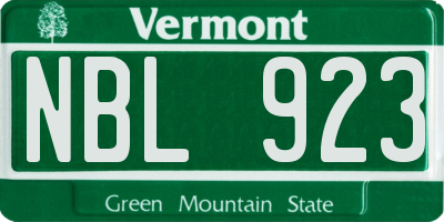 VT license plate NBL923