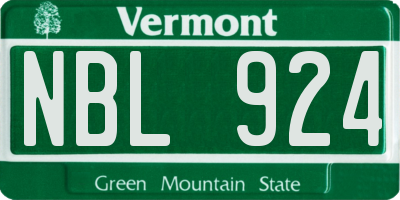 VT license plate NBL924