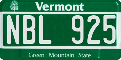 VT license plate NBL925